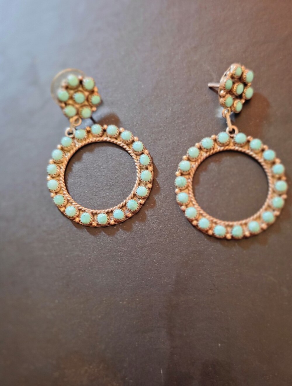 Vintage ZUNI  Style Turquoise Ring Earrings By F.L. LONASSE
